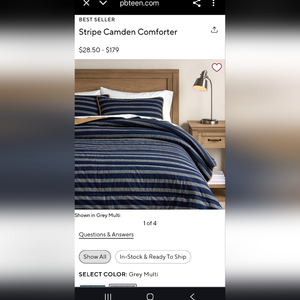 Pottery Barn 100% Cotton  Blue Gray Twin Duvet Cover College Dorm Teen